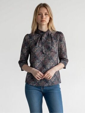 Sisley Tie Neck Blouse Size M